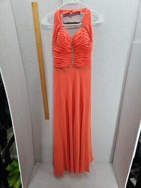 Alyce coral halter prom dress, size 6